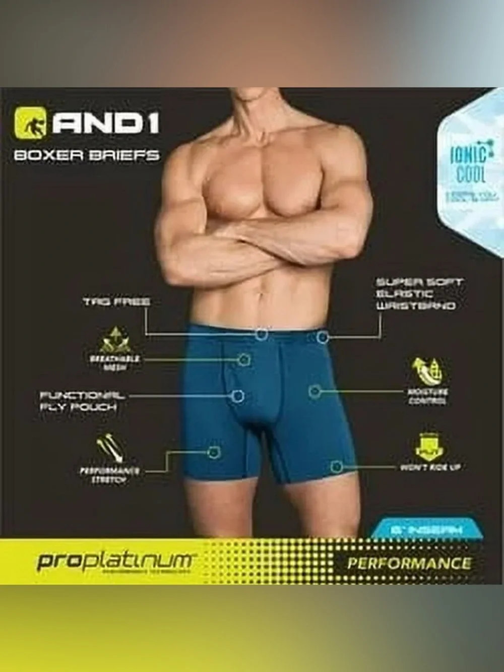 AND 1Pro Platinum Performance Boxer Briefs 6 Pack Mens M 32-34